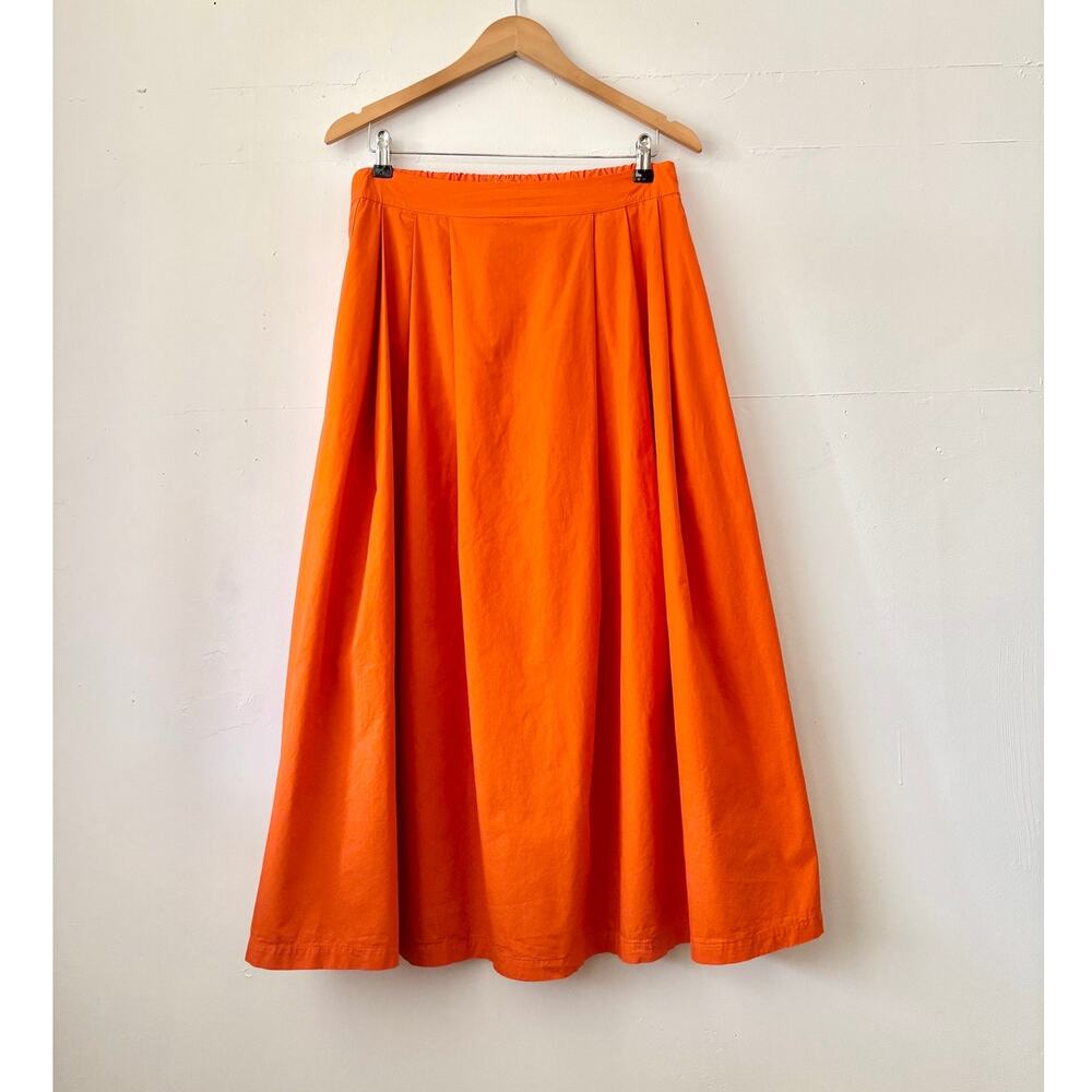 $330 LABO.ART Pleated Gea Clara Midi Skirt Made in Italy Cotton Poplin Size 1/M